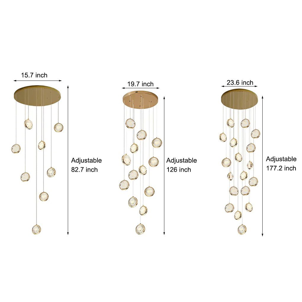 Global Crystal Cluster Adjustable Luxury Staircase Modern Long Chandelier - GILDLAMPS