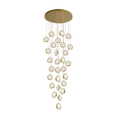 Global Crystal Cluster Adjustable Luxury Staircase Modern Long Chandelier - GILDLAMPS