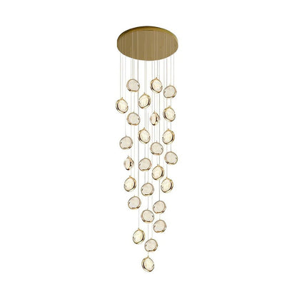 Global Crystal Cluster Adjustable Luxury Staircase Modern Long Chandelier - GILDLAMPS