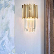 Gold Clear Crystal Wall Sconce 18"H - GILDLAMPS