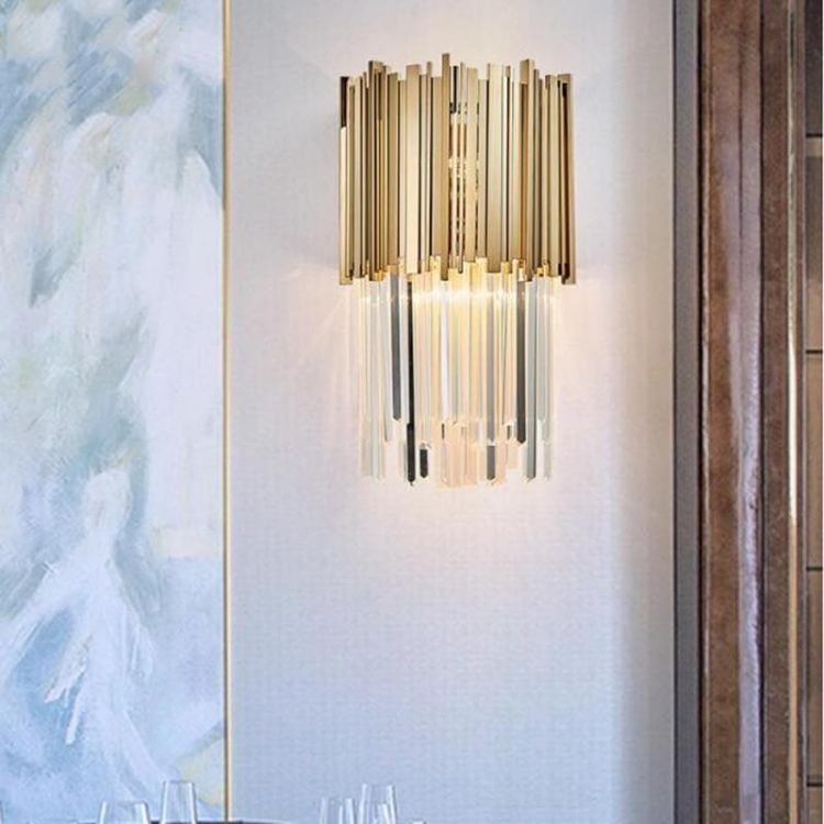 Gold Clear Crystal Wall Sconce 18"H - GILDLAMPS