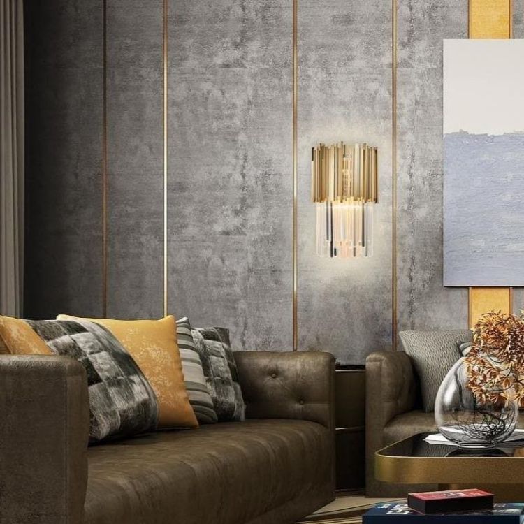 Gold Clear Crystal Wall Sconce 18"H - GILDLAMPS