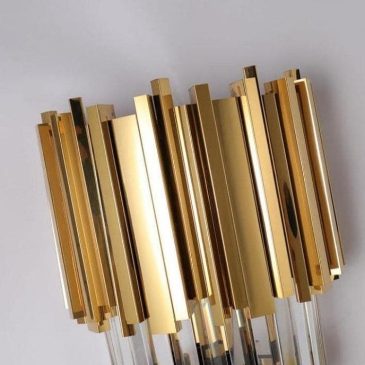 Gold Clear Crystal Wall Sconce 18"H - GILDLAMPS