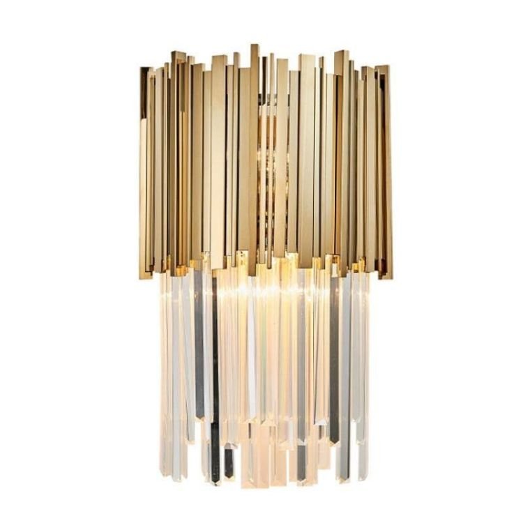 Gold Clear Crystal Wall Sconce 18"H - GILDLAMPS