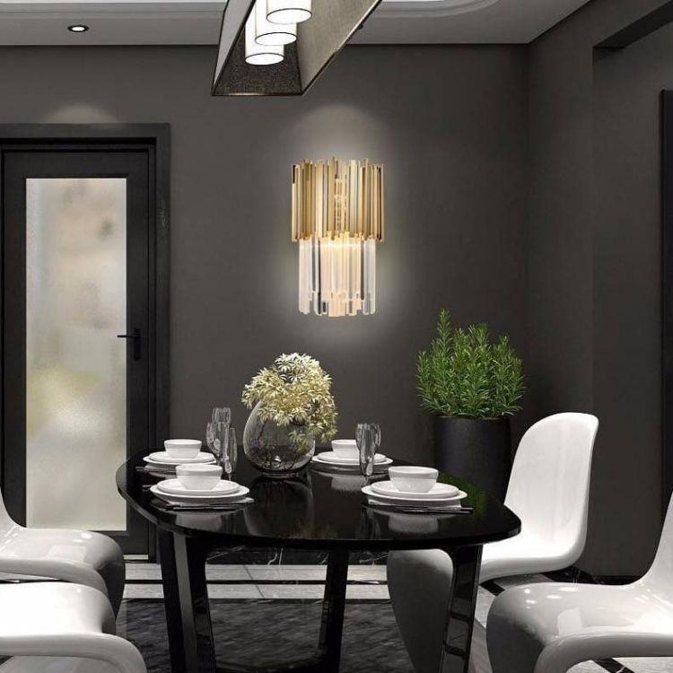 Gold Clear Crystal Wall Sconce 18"H - GILDLAMPS