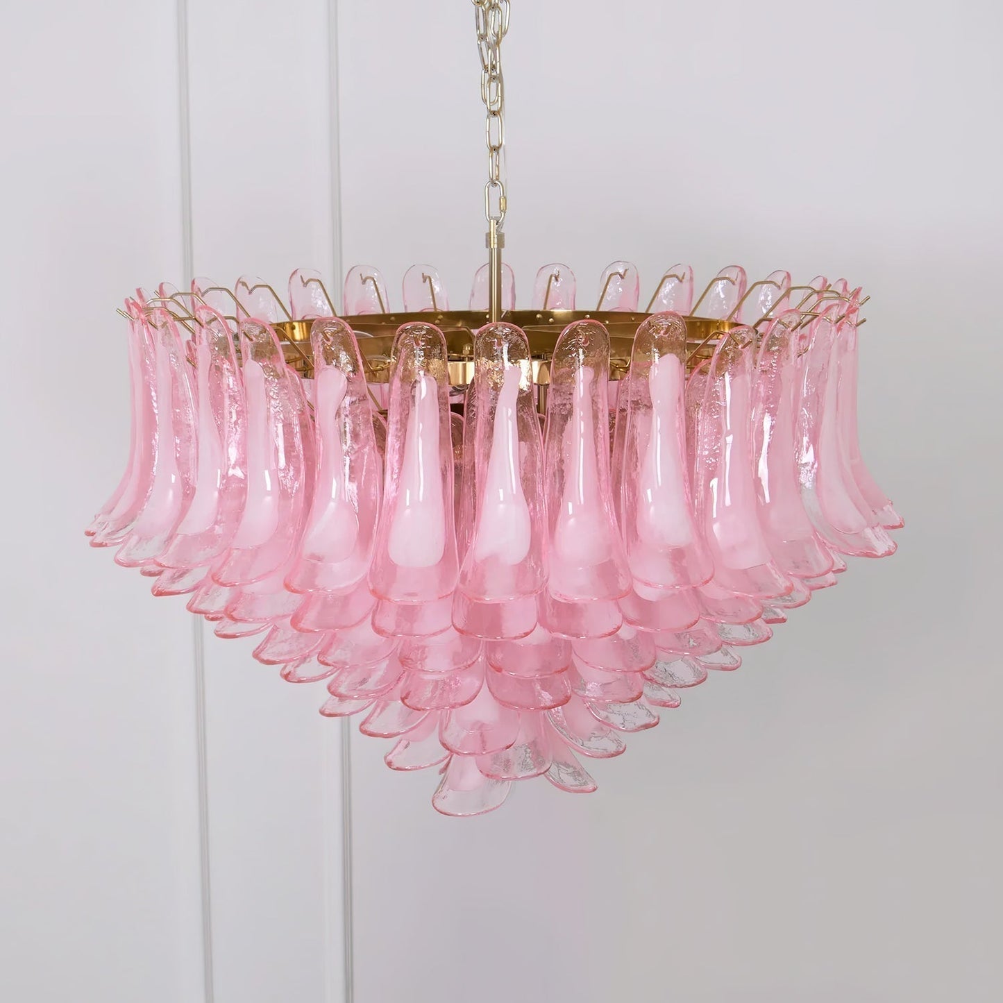 Gold & Pink Barcelona Murano Chandelier with 16 E14 Bulbs - GILDLAMPS
