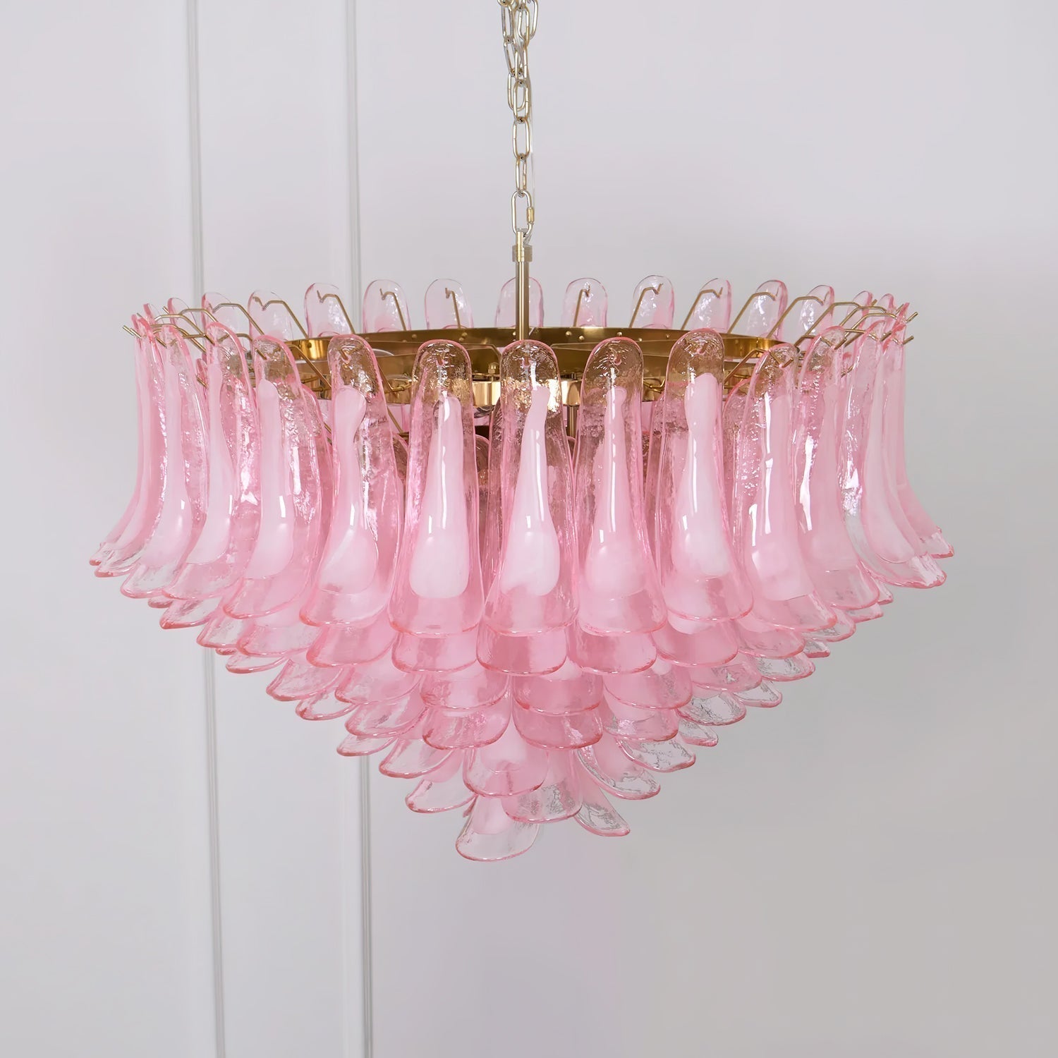 Gold & Pink Barcelona Murano Chandelier with 16 E14 Bulbs - GILDLAMPS