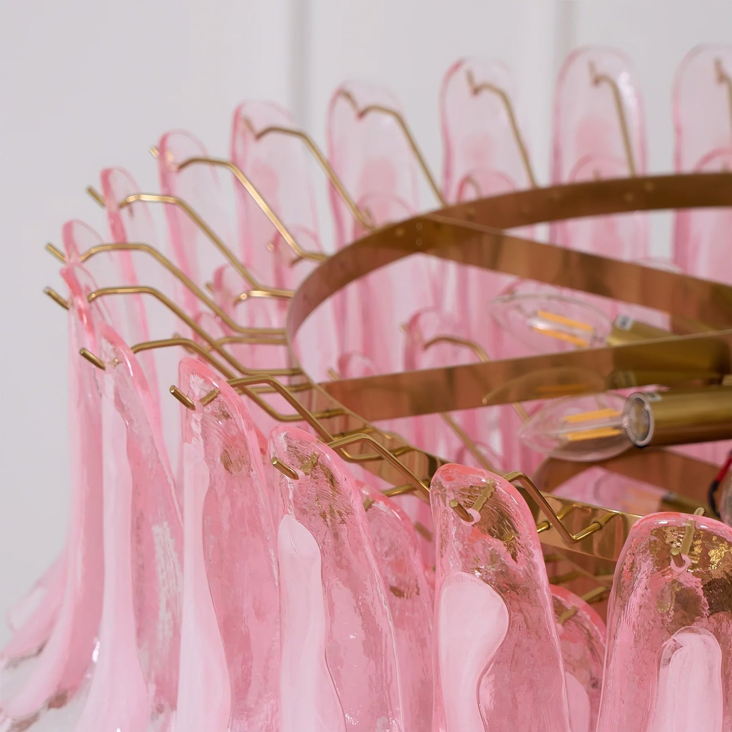 Gold & Pink Barcelona Murano Chandelier with 16 E14 Bulbs - GILDLAMPS