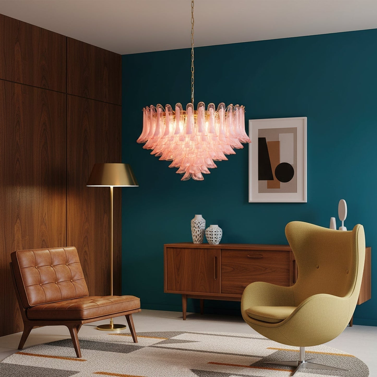 Gold & Pink Barcelona Murano Chandelier with 16 E14 Bulbs - GILDLAMPS