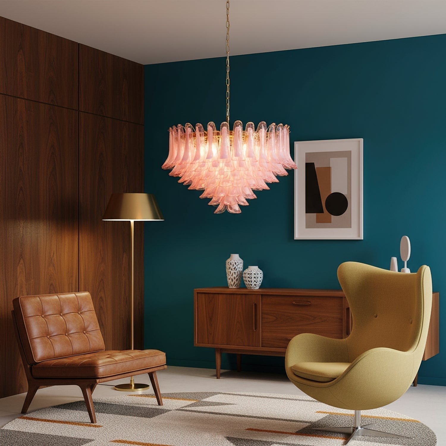 Gold & Pink Barcelona Murano Chandelier with 16 E14 Bulbs - GILDLAMPS