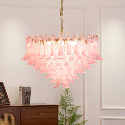 Gold & Pink Barcelona Murano Chandelier with 16 E14 Bulbs - GILDLAMPS