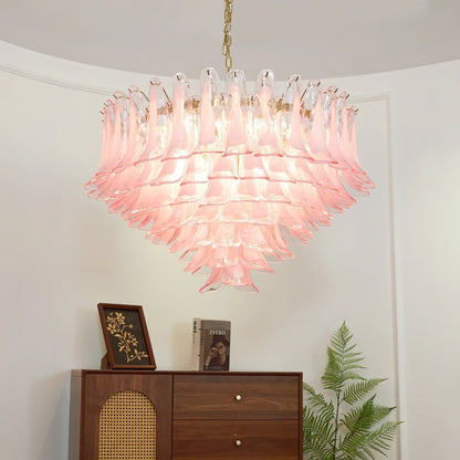 Gold & Pink Barcelona Murano Chandelier with 16 E14 Bulbs - GILDLAMPS