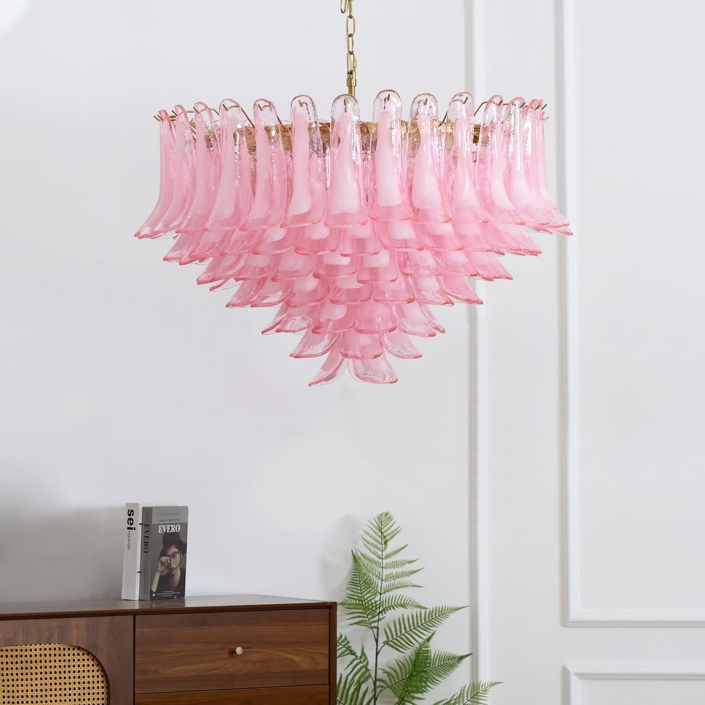 Gold & Pink Barcelona Murano Chandelier with 16 E14 Bulbs - GILDLAMPS