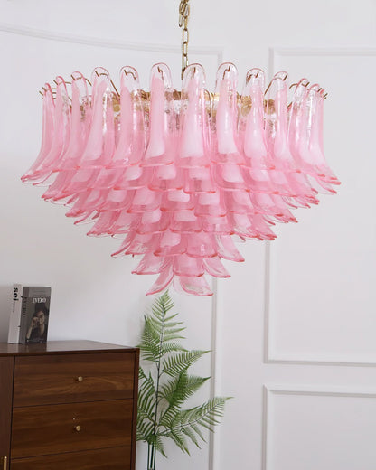 Gold & Pink Barcelona Murano Chandelier with 16 E14 Bulbs - GILDLAMPS