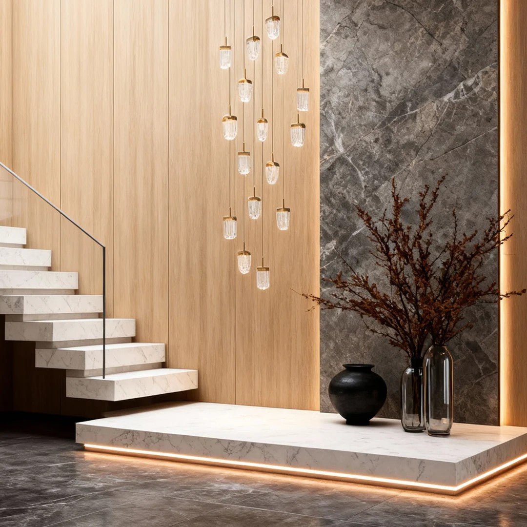 Gold Staircase Chandelier Modern Creative Luxury Ceiling Light - GILDLAMPS