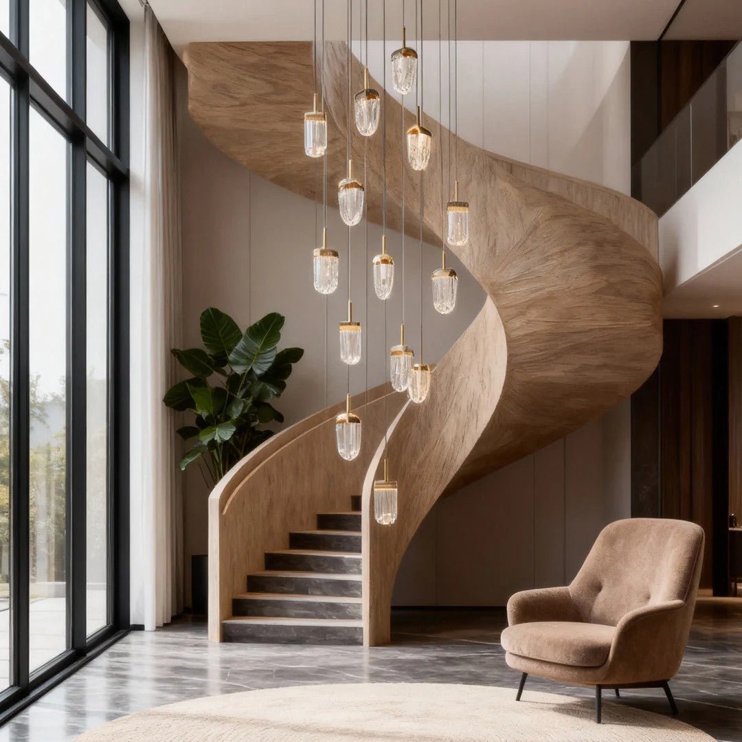 Gold Staircase Chandelier Modern Creative Luxury Ceiling Light - GILDLAMPS