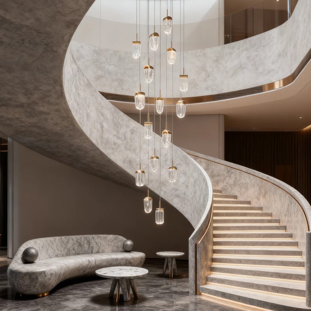 Gold Staircase Chandelier Modern Creative Luxury Ceiling Light - GILDLAMPS