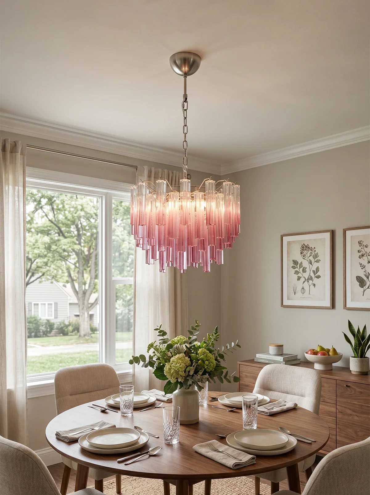 Gorgeous Murano Quadriedri Prisms Chandelier