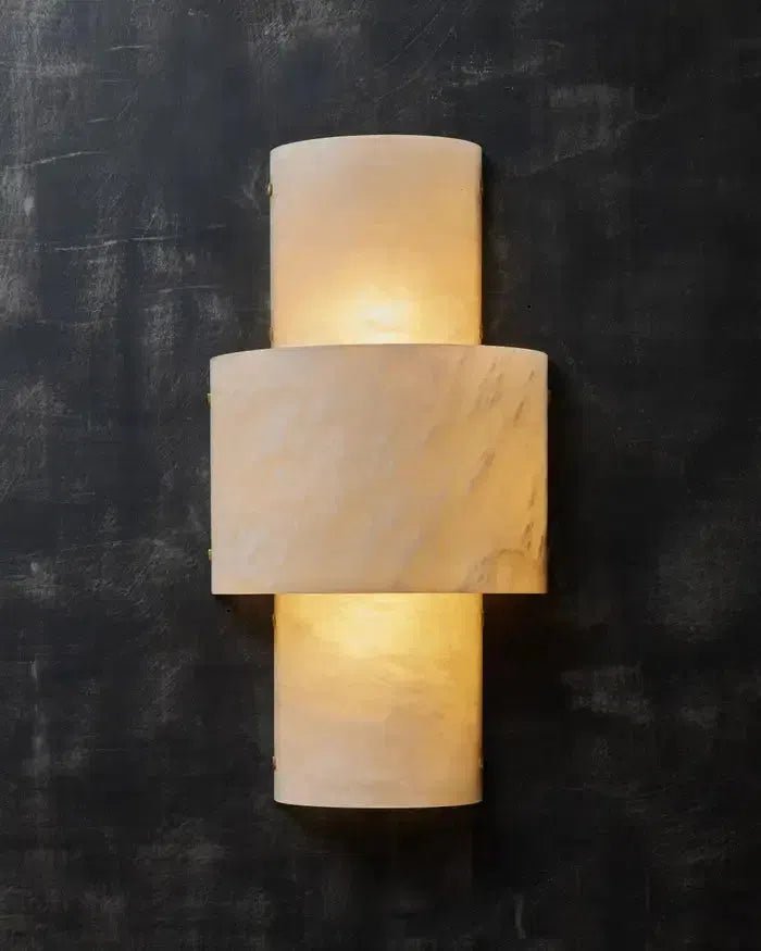 Half Cylinder Alabaster Wall Sconces - GILDLAMPS