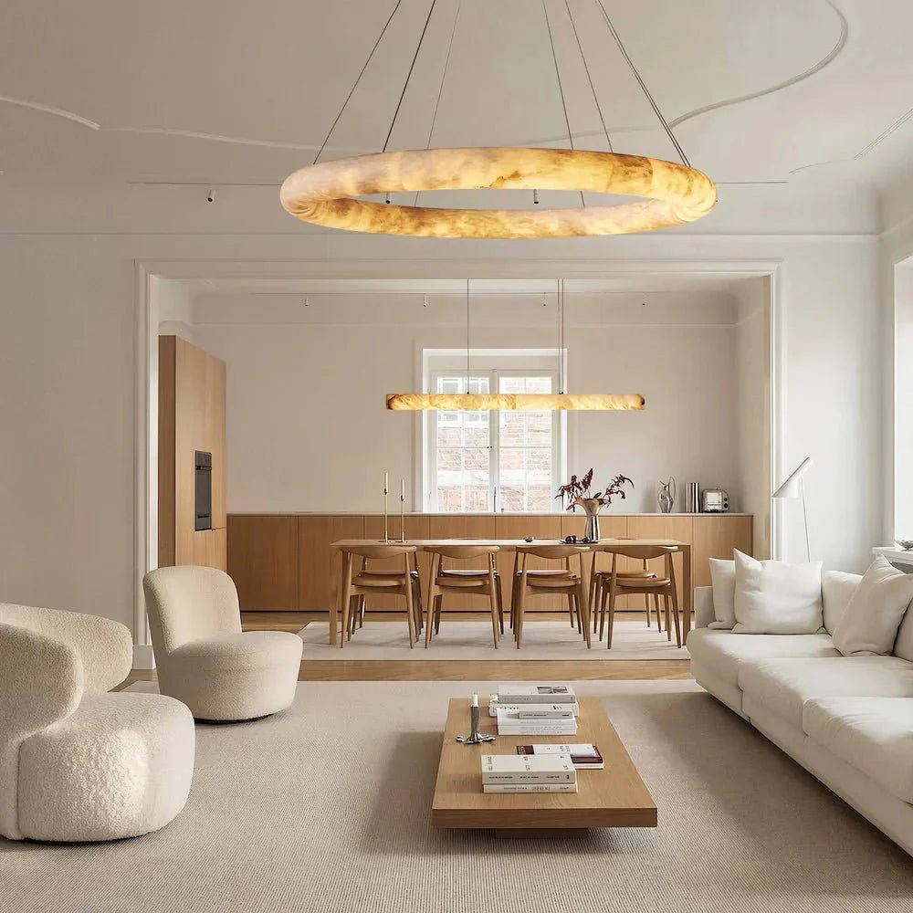 Halima Halo Alabaster Chandelier - GILDLAMPS