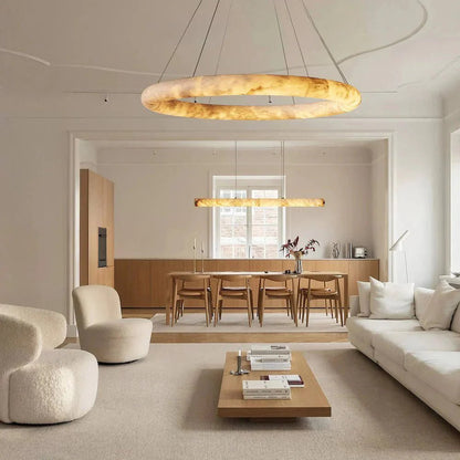 Halima Halo Alabaster Chandelier - GILDLAMPS