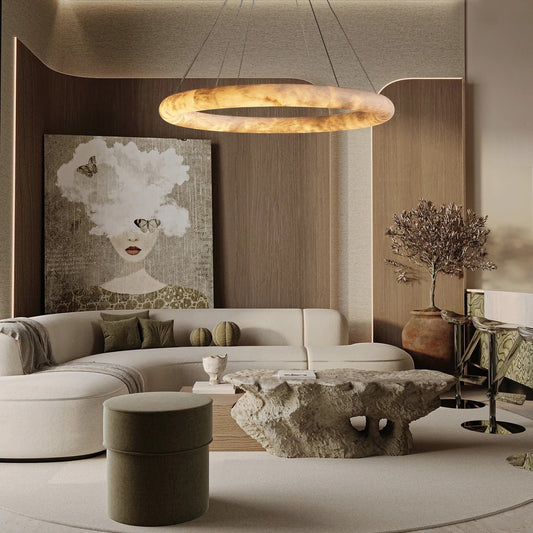 Halima Halo Alabaster Chandelier - GILDLAMPS