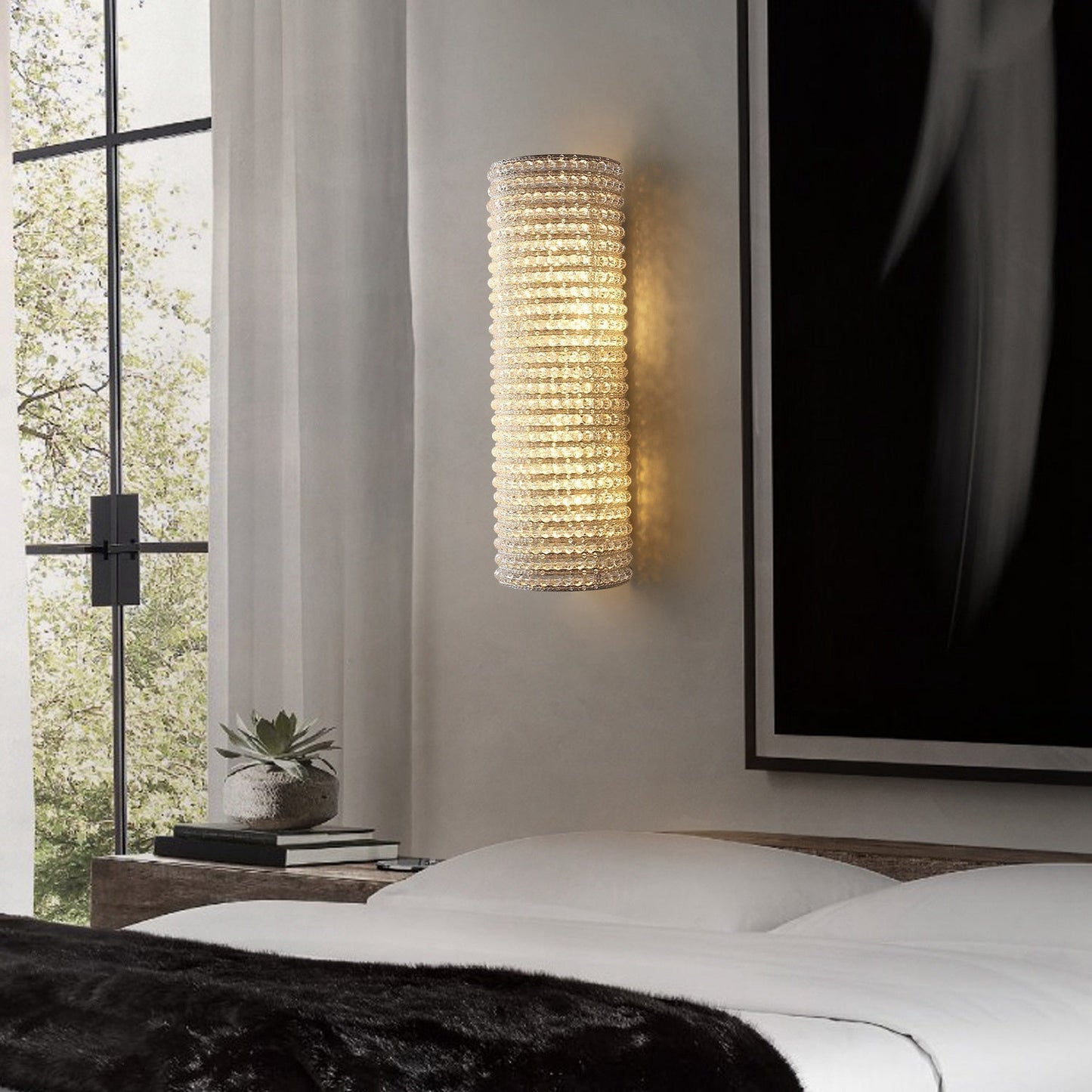 Halo Modern Clear Crystal Wall Sconce 21"H - GILDLAMPS