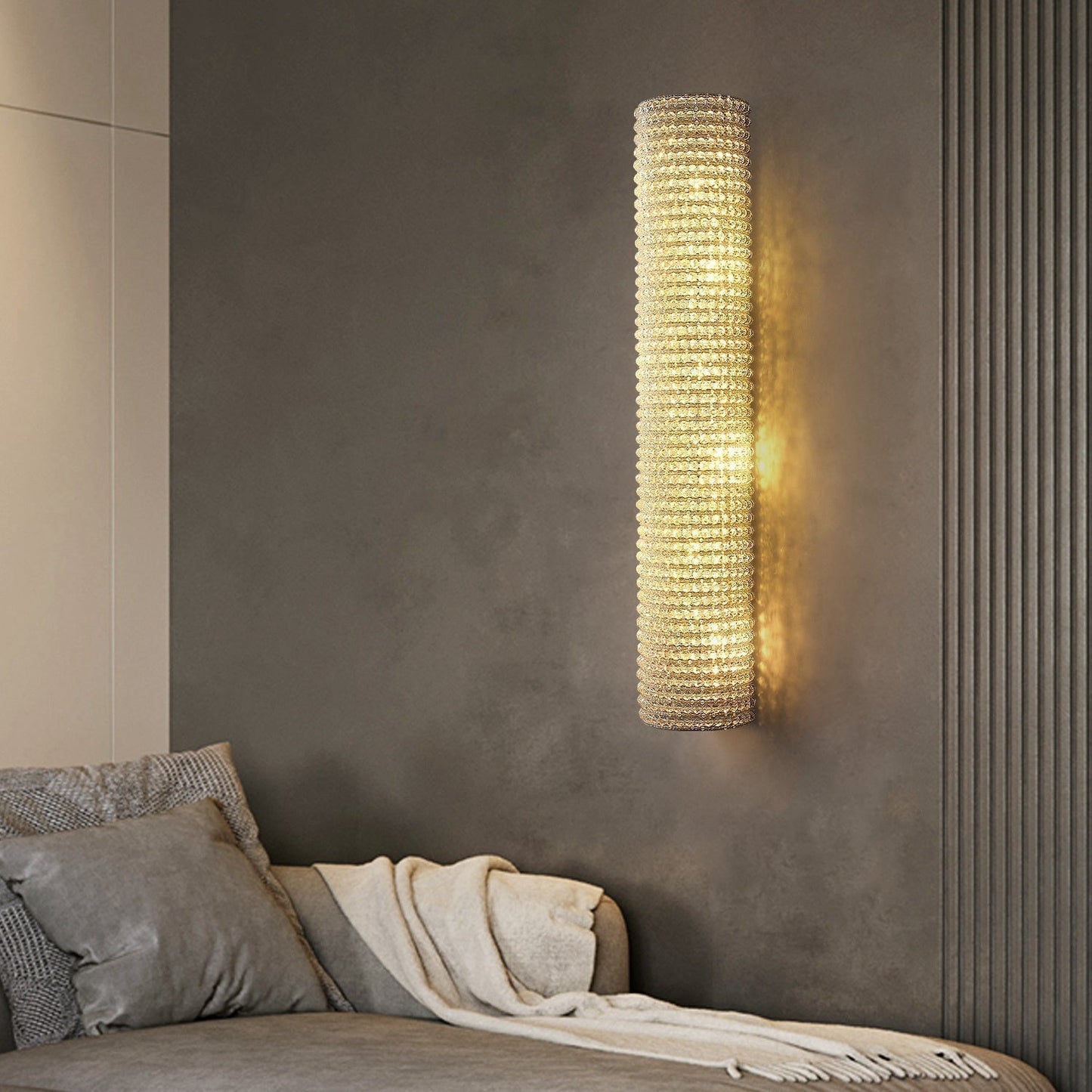Halo Modern Clear Crystal Wall Sconce 36"H - GILDLAMPS