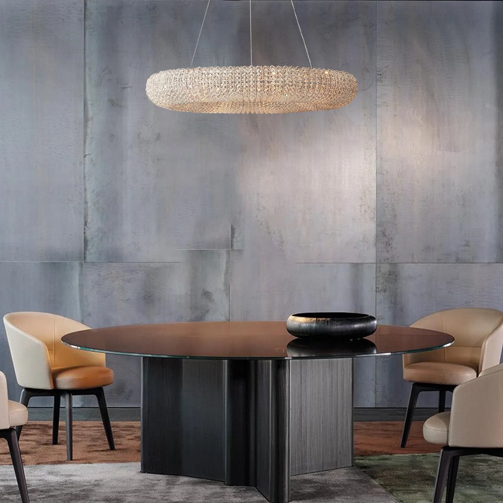 Halo Modern Clear Round Chandelier D32" - GILDLAMPS