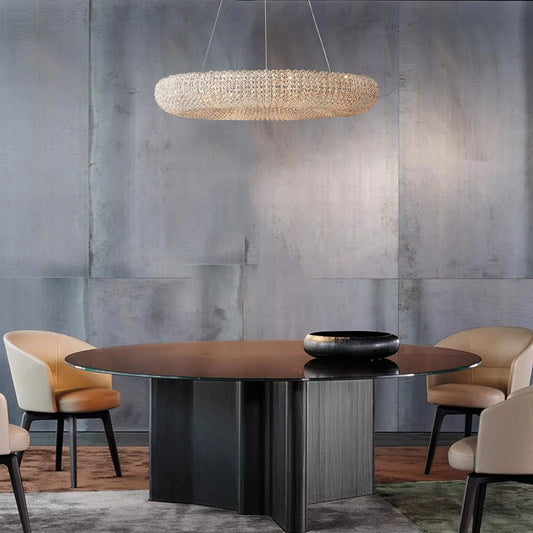 Halo Modern Clear Round Chandelier D32" - GILDLAMPS
