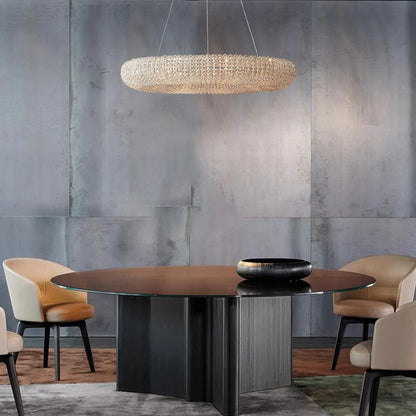 Halo Modern Clear Round Chandelier D59" - GILDLAMPS