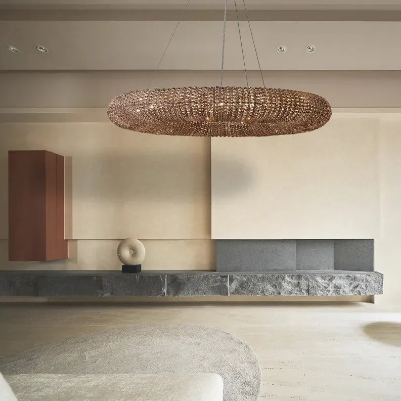 Halo Modern Somke Round Chandelier D41" - GILDLAMPS