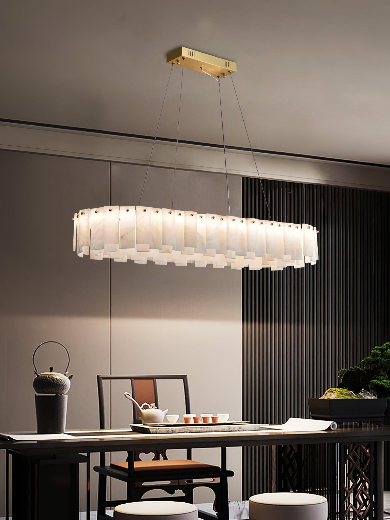 Halos Alabaster Round/Square Chandelier - GILDLAMPS