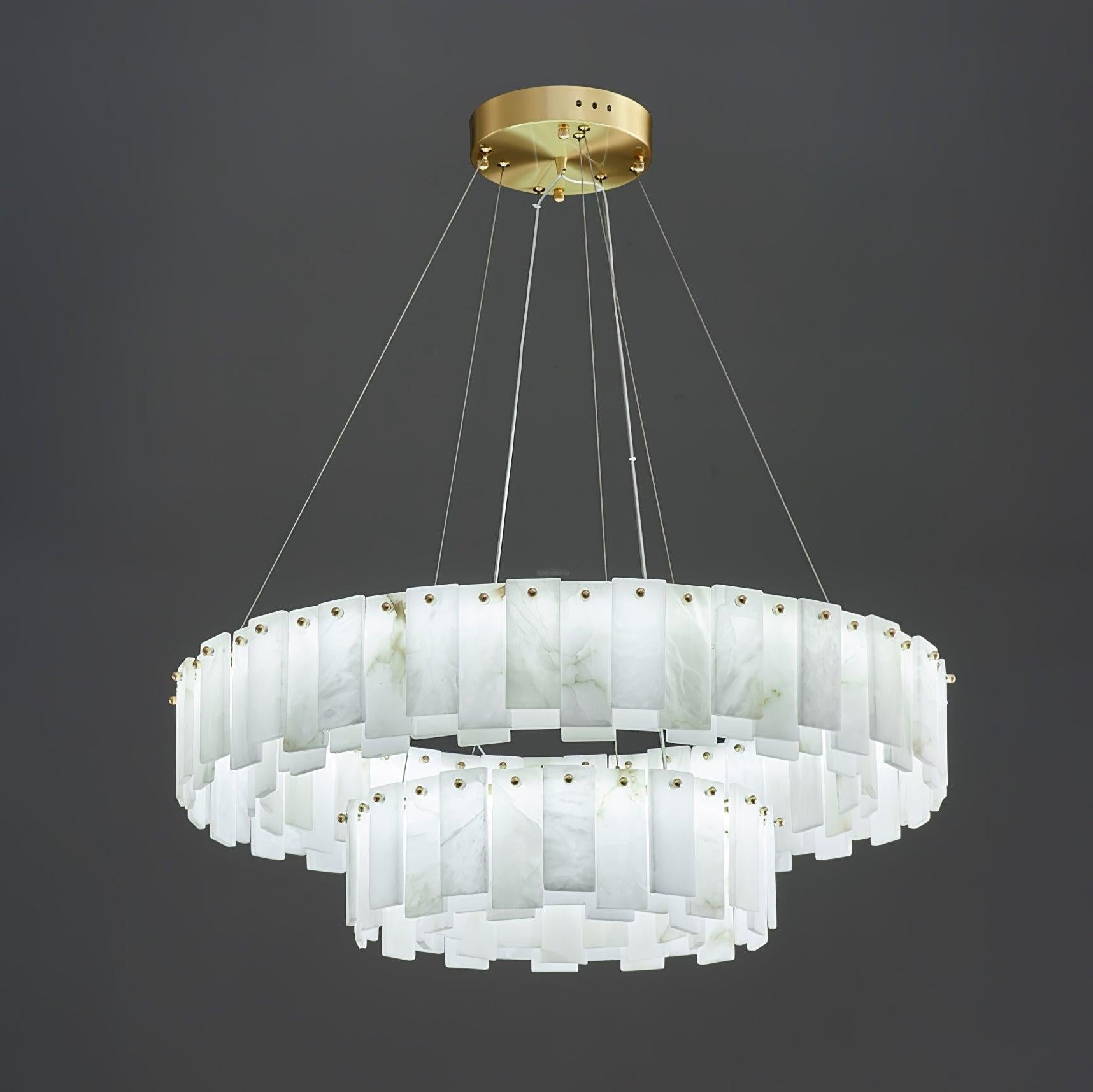 Halos Alabaster Round/Square Chandelier - GILDLAMPS