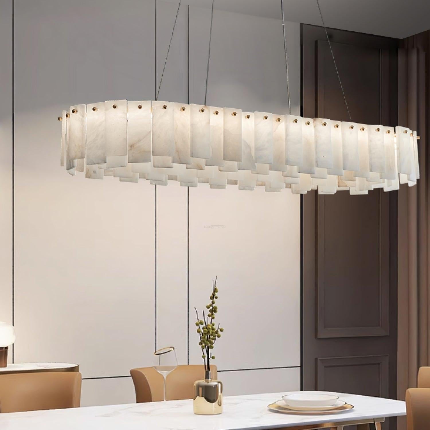 Halos Alabaster Round/Square Chandelier - GILDLAMPS