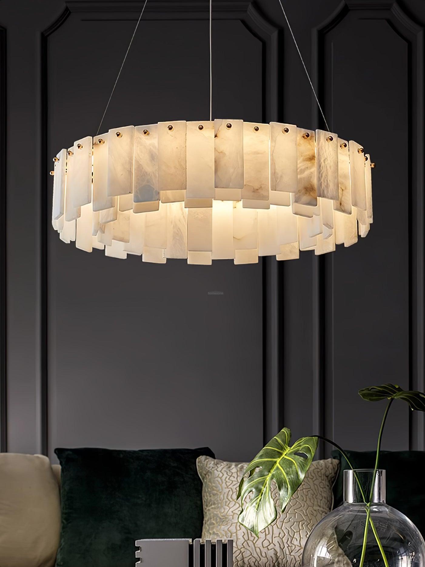 Halos Alabaster Round/Square Chandelier - GILDLAMPS