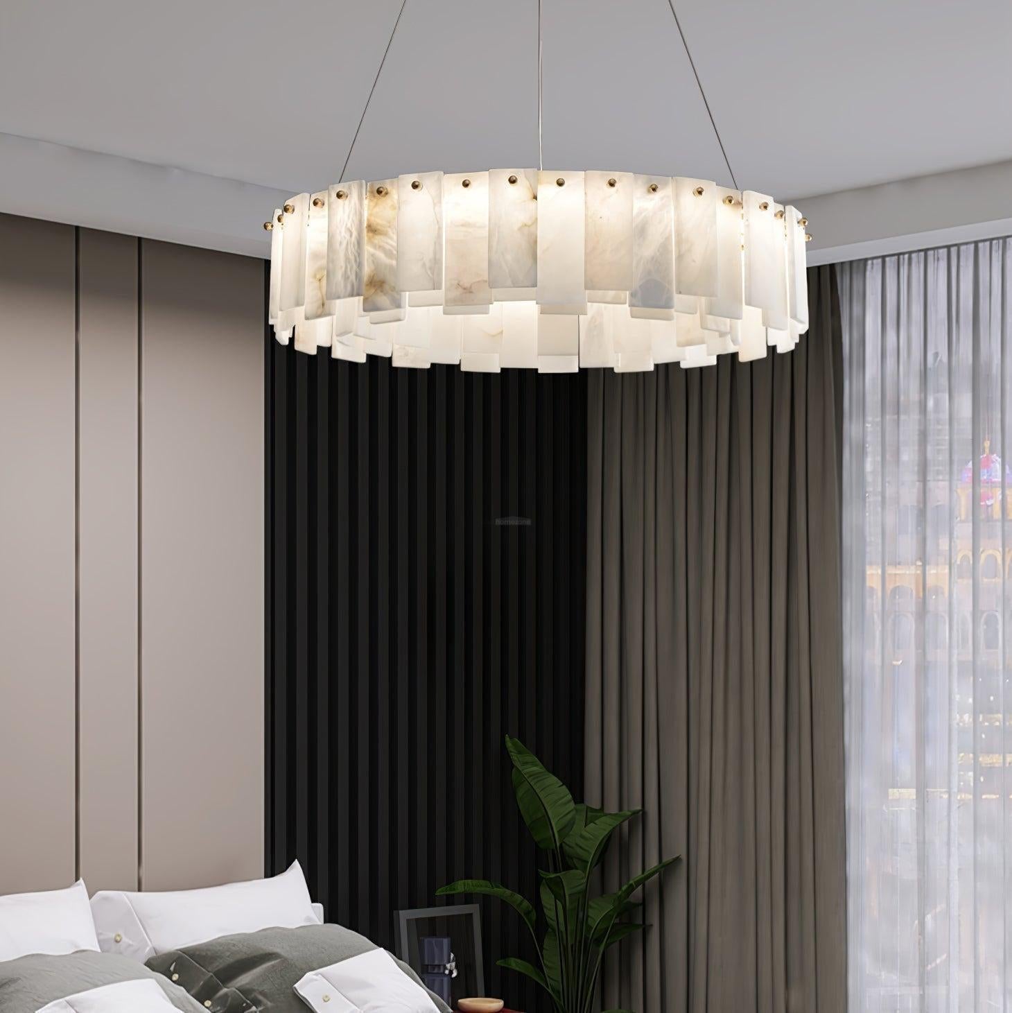 Halos Alabaster Round/Square Chandelier - GILDLAMPS