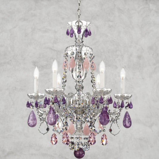 Hamilton Rock Crystal 6 - Light Chandelier 22 inch - GILDLAMPS