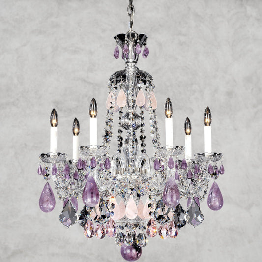 Hamilton Rock Crystal 7 - Light Chandelier 24 inch - GILDLAMPS