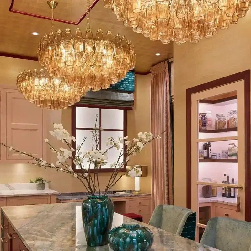 Hand Blown Tier Glass Large Murano Chandelier 24"31"40" - GILDLAMPS