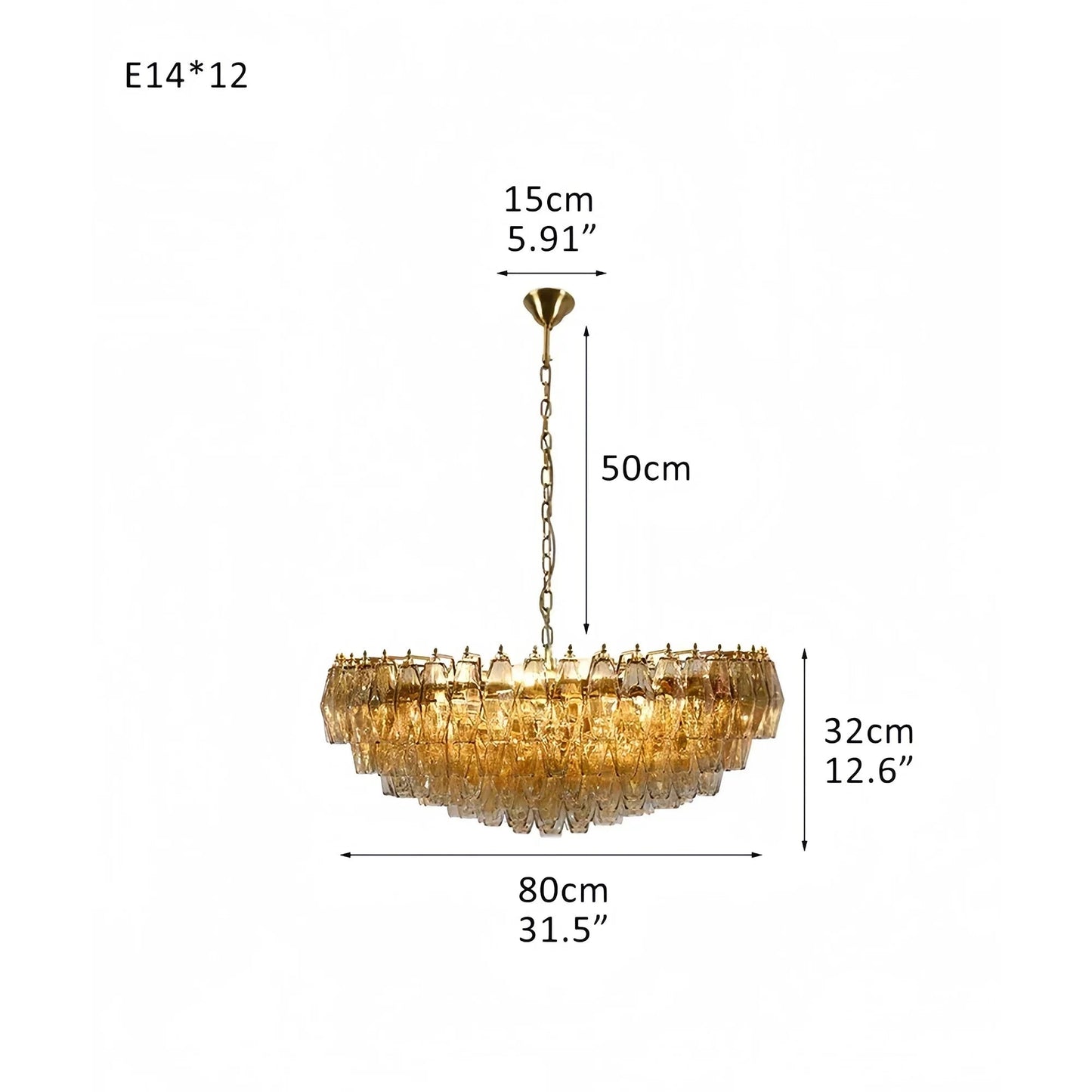 Hand Blown Tier Glass Large Murano Chandelier 24"31"40" - GILDLAMPS