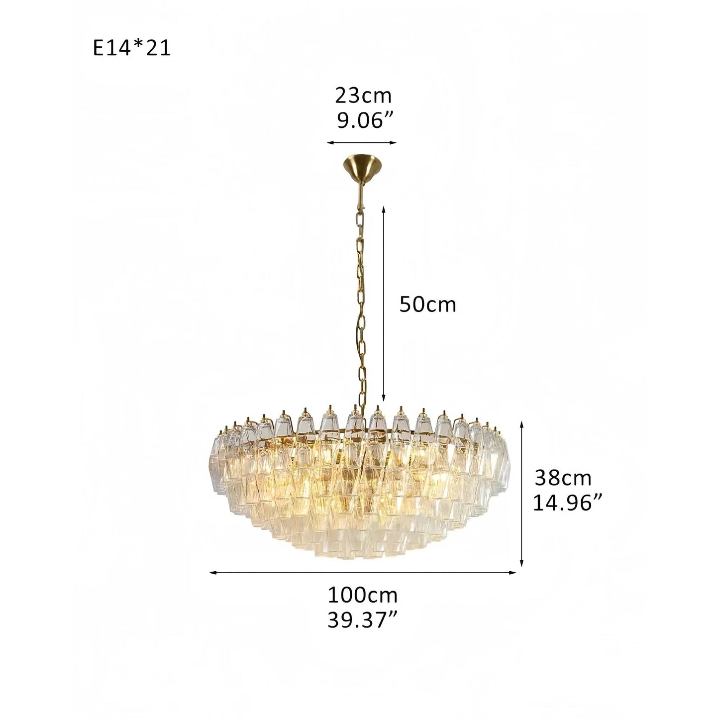 Hand Blown Tier Glass Large Murano Chandelier 24"31"40" - GILDLAMPS