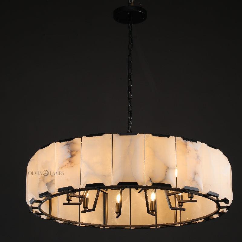 Harlew Calcite Round Chandelier 19"31''43''60'' - GILDLAMPS