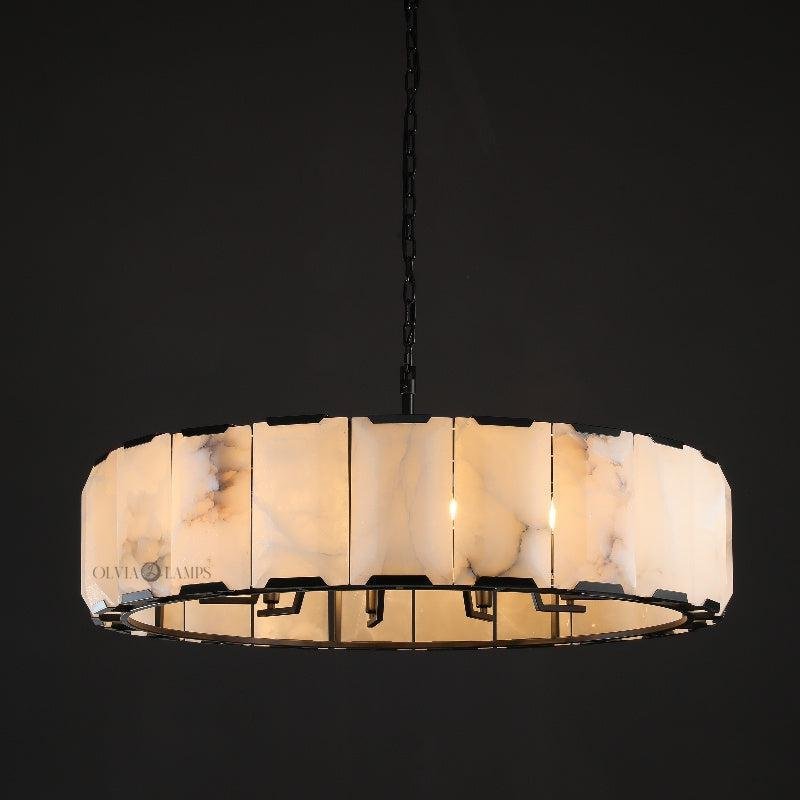 Harlew Calcite Round Chandelier 19"31''43''60'' - GILDLAMPS