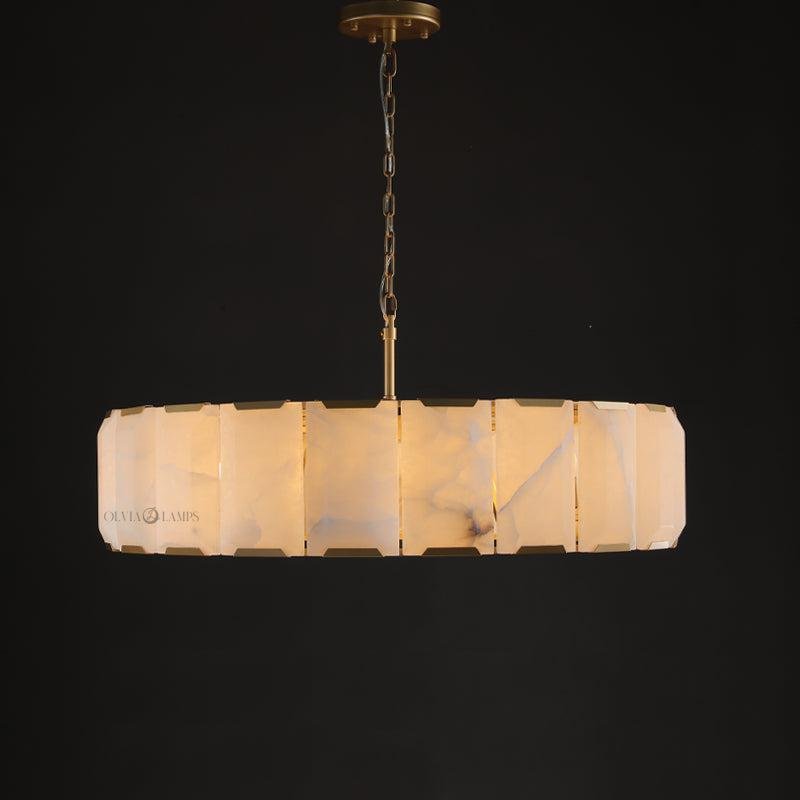 Harlew Calcite Round Chandelier 19"31''43''60'' - GILDLAMPS