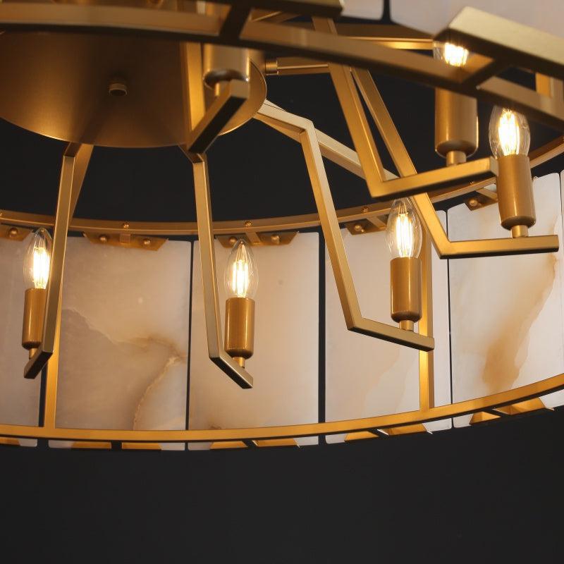 Harlew Calcite Round Chandelier 19"31''43''60'' - GILDLAMPS