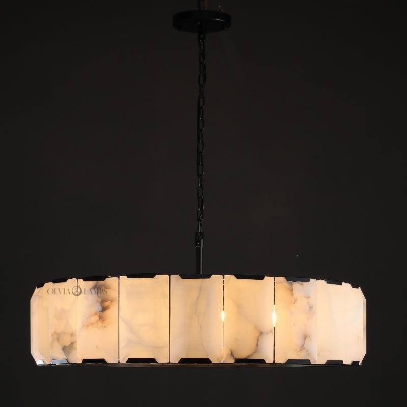 Harlew Calcite Round Chandelier 19"31''43''60'' - GILDLAMPS