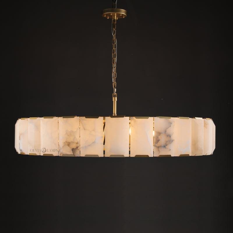 Harlew Calcite Round Chandelier 19"31''43''60'' - GILDLAMPS