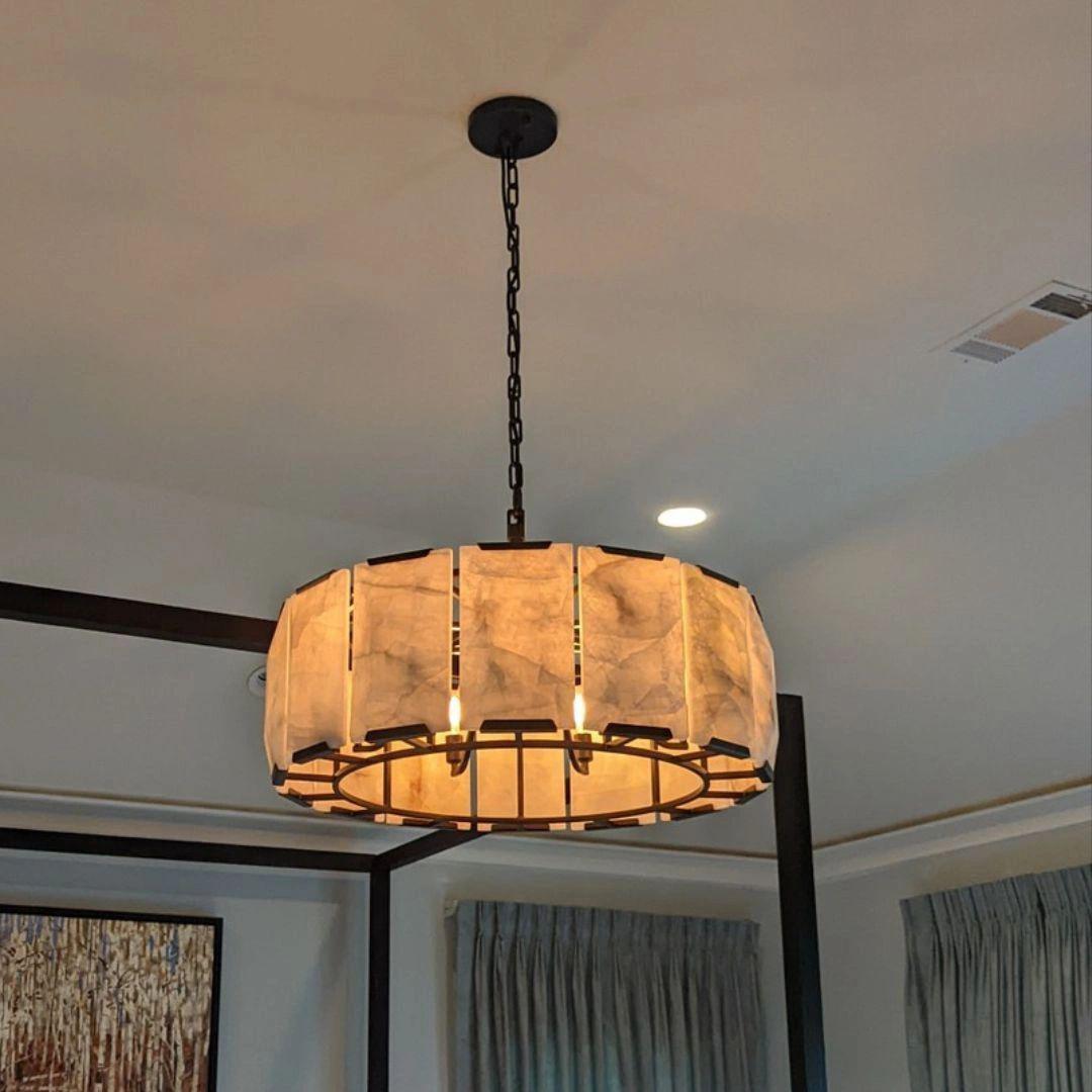 Harlew Calcite Round Chandelier 19"31''43''60'' - GILDLAMPS