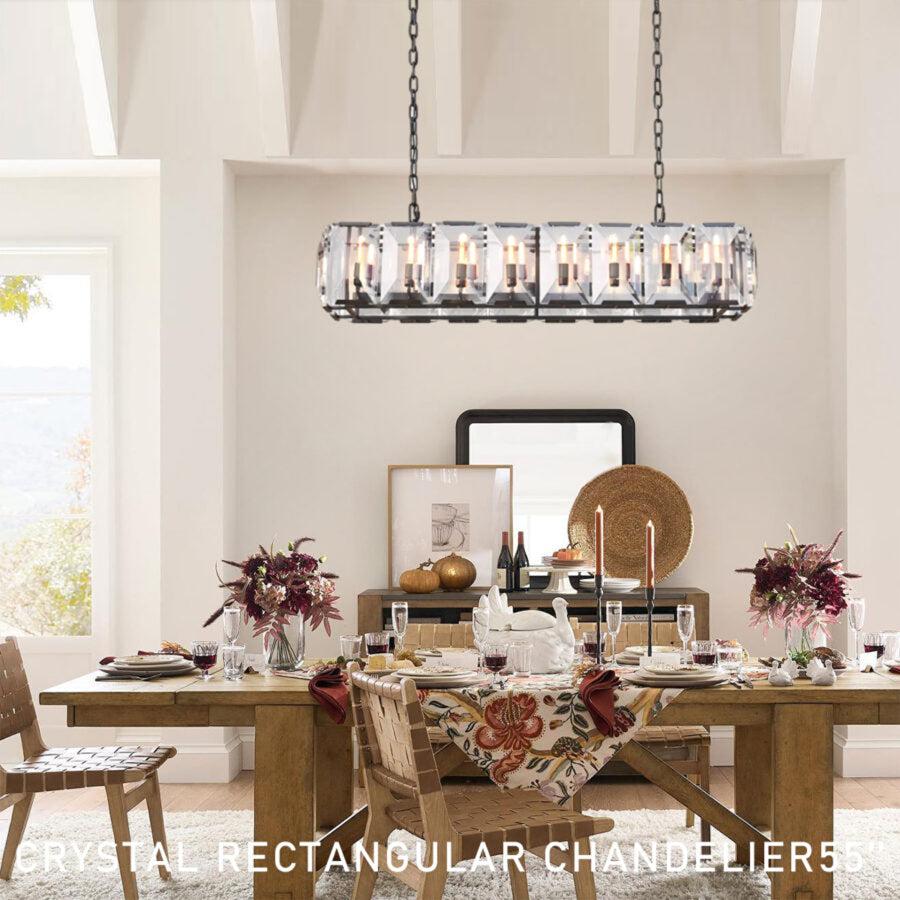 Harlew Crystal Rectangular Chandelier42''54''62''74" - GILDLAMPS
